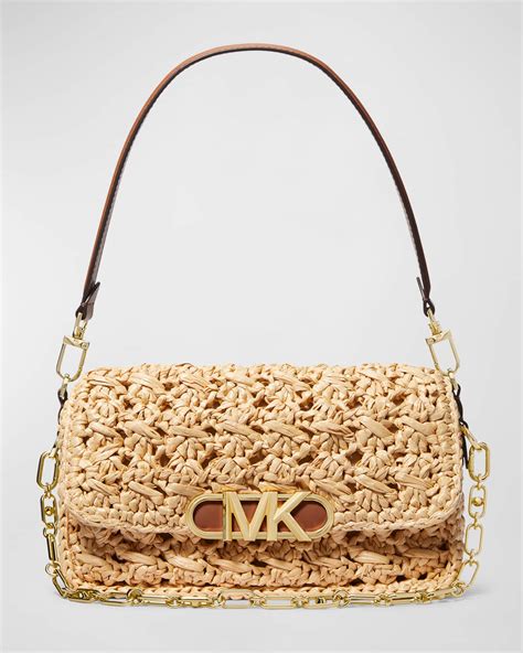 raffia bag michael kors|Michael Kors straw shoulder bag.